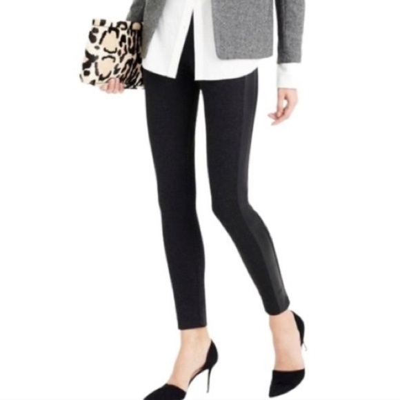 Zara Trafaluc collection vegan leather tuxedo stripe black ponte knit le… - Picture 1 of 10